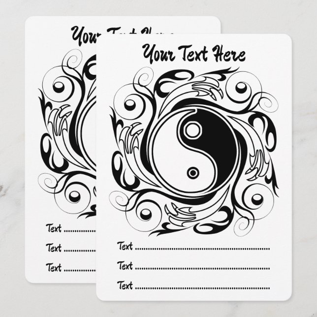 Yin & Yang Symbol Black and White Tattoo Style Programme (Front/Back)
