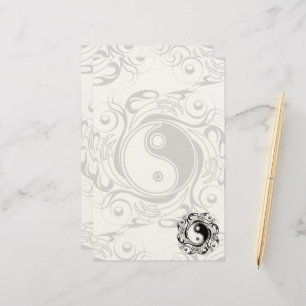 Yin & Yang Symbol Black and White Tattoo Style Stationery