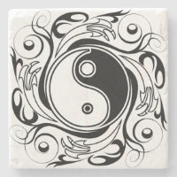 Yin & Yang Symbol Black and White Tattoo Style