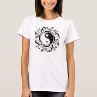 Yin & Yang Symbol Black and White Tattoo Style