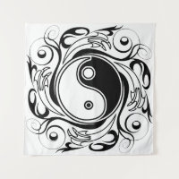 Yin & Yang Symbol Black and White Tattoo Style