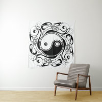 Yin & Yang Symbol Black and White Tattoo Style