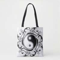 Yin & Yang Symbol Black and White Tattoo Style