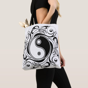 Yin & Yang Symbol Black and White Tattoo Style Tote Bag