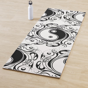 Yin & Yang Symbol Black and White Tattoo Style Yoga Mat