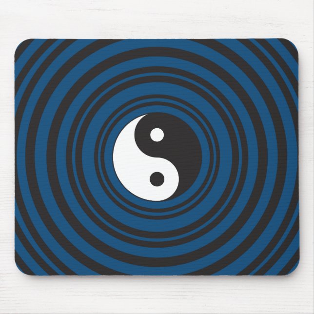 Yin Yang Symbol Blue Concentric Circles Ripples Mouse Mat (Front)