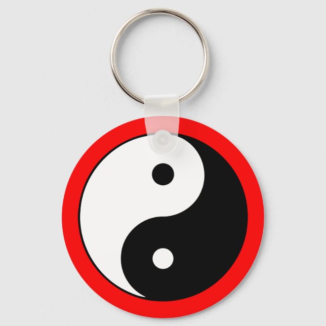 Yin Yang Symbol Colour Border Zen Key Ring (Front)