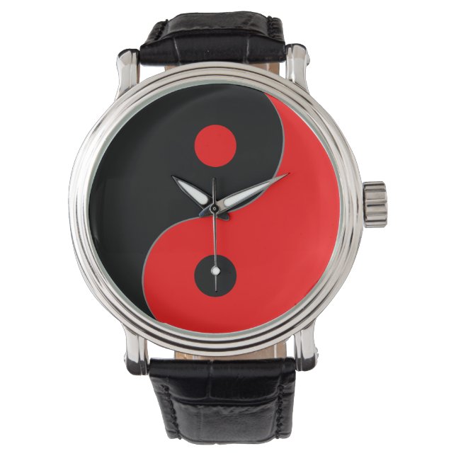 Yin Yang Symbol in Red & Black Watch (Front)