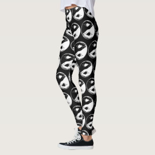 Yin Yang Symbol Monochromatic Zen Meditation Yoga Leggings