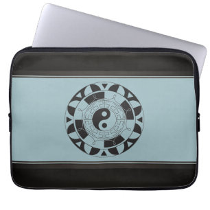 Yin Yang Symbol On Blue Laptop Sleeve