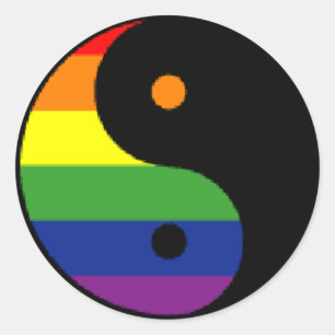 Yin-Yang-Symbol-Rainbow Classic Round Sticker