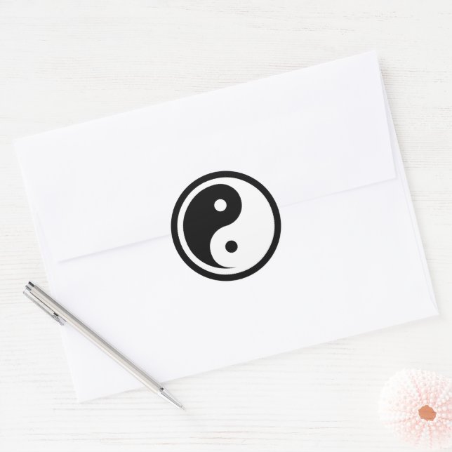 Yin Yang Symbol - solid tattoo design 2 Classic Round Sticker (Envelope)