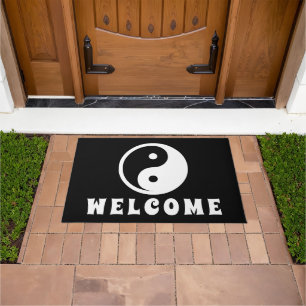 Yin Yang Symbol - solid tattoo design 2 Doormat