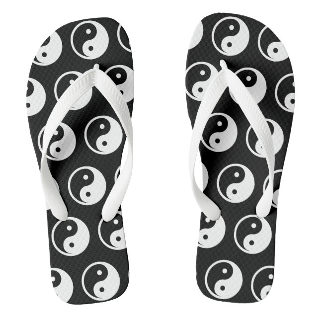 Yin Yang Symbol - solid tattoo design 2 Flip Flops (Footbed)