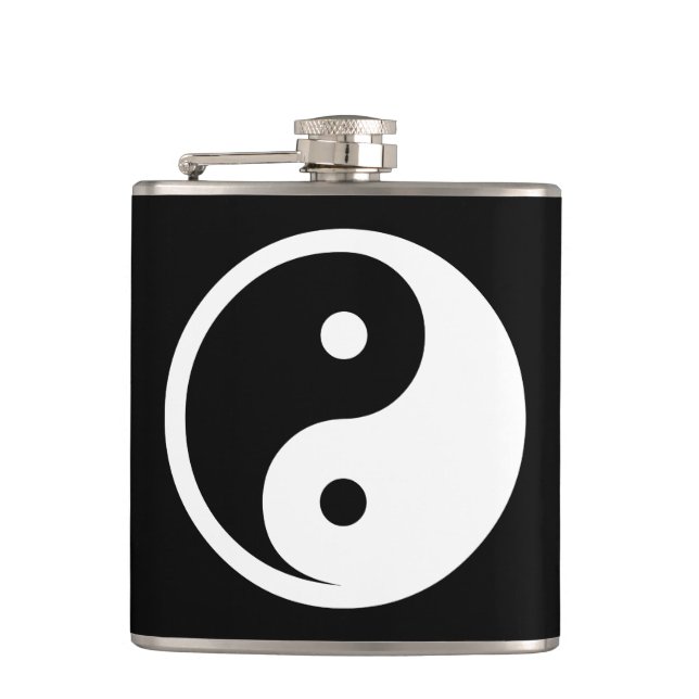 Yin Yang Symbol - solid tattoo design 2 Hip Flask (Front)