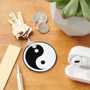 Yin Yang Symbol - solid tattoo design 2 Key Ring