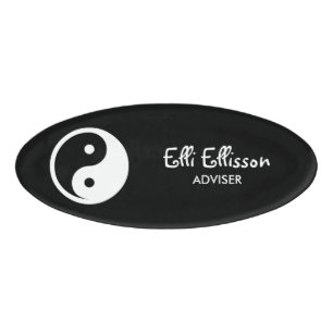 Yin Yang Symbol - solid tattoo design 2 Name Tag