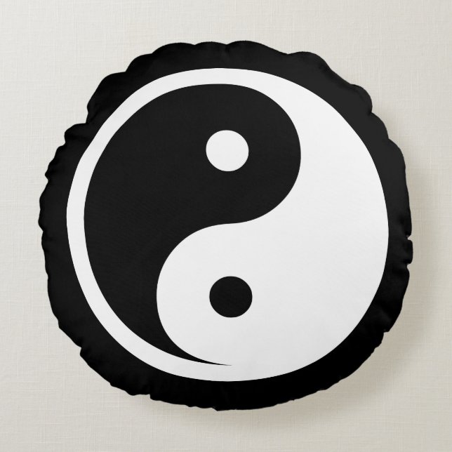 Yin Yang Symbol - solid tattoo design 2 Round Cushion (Front)