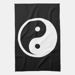 Yin Yang Symbol - solid tattoo design 2 Tea Towel
