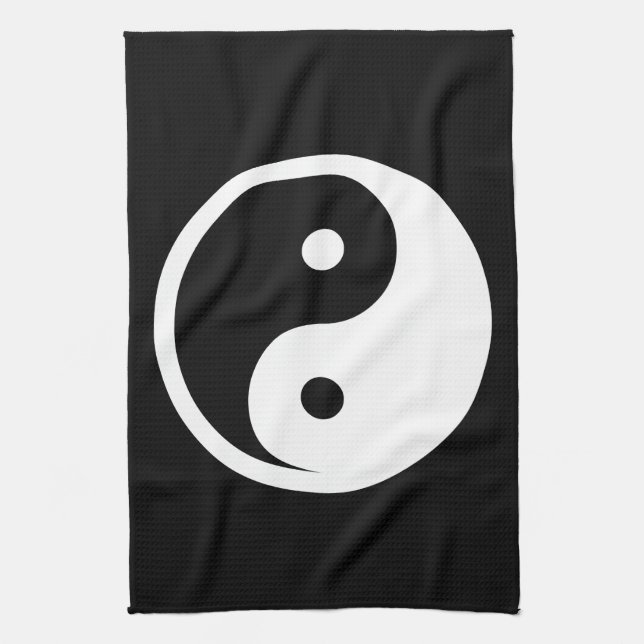 Yin Yang Symbol - solid tattoo design 2 Tea Towel (Vertical)