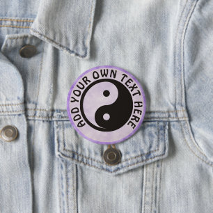 Yin Yang Symbol - solid tattoo design 7.5 Cm Round Badge