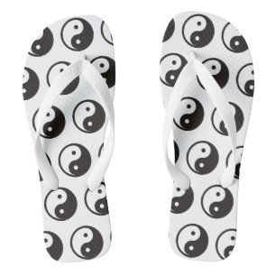 Yin Yang Symbol - solid tattoo design Flip Flops