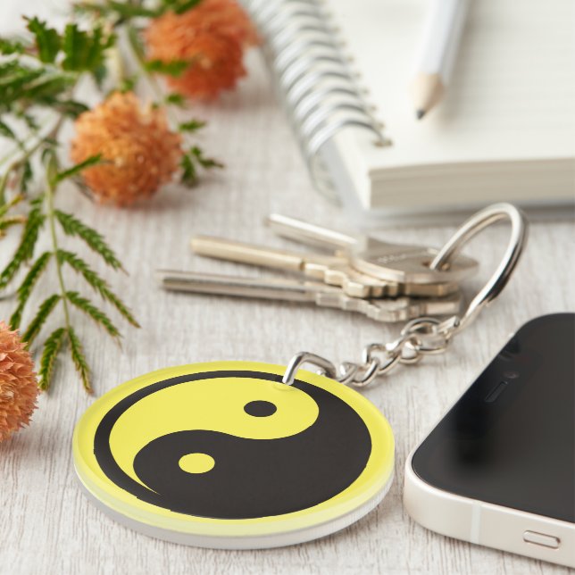 Yin Yang Symbol - solid tattoo design Key Ring (Front Right)