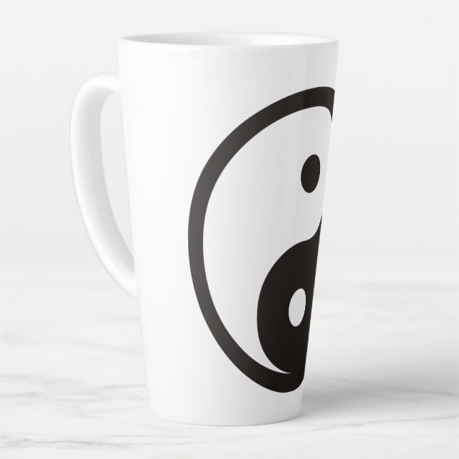 Yin Yang Symbol - solid tattoo design Latte Mug (Left Angle)