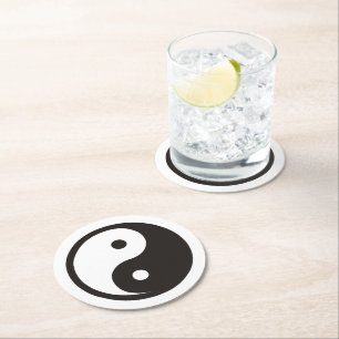 Yin Yang Symbol - solid tattoo design Round Paper Coaster