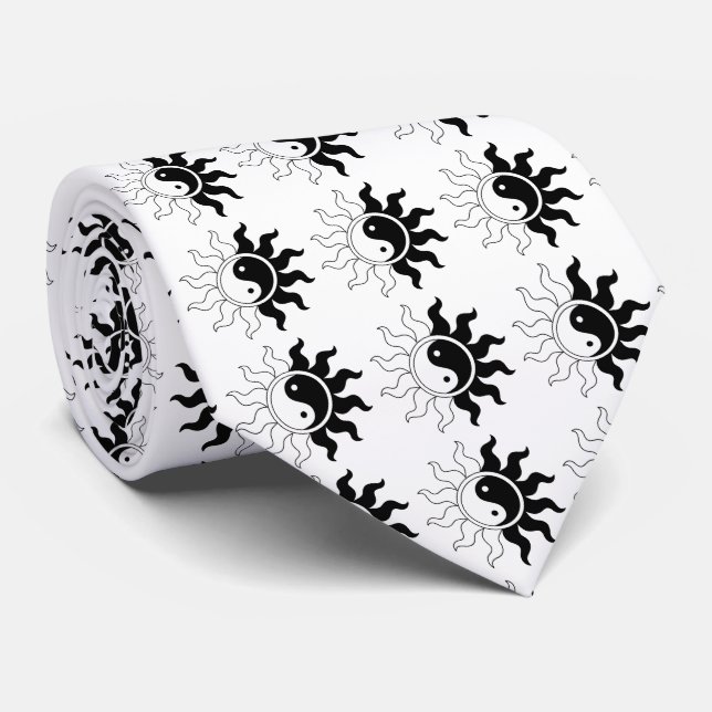 Yin Yang symbol sun in black white Tie (Rolled)