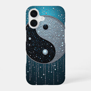 Yin Yang Symbol With Dark Blue Spiritual Texture iPhone 16 Case