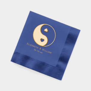 Yin Yang Symbol with Hearts Love Couple Wedding Foil Napkins