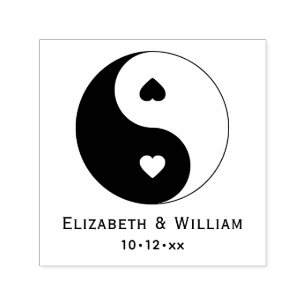 Yin Yang Symbol with Hearts Love Couple Wedding Self-inking Stamp