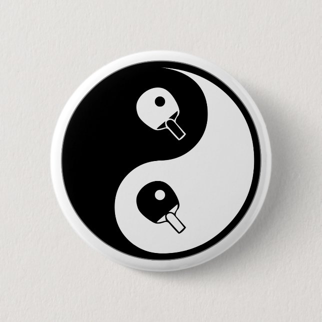 Yin Yang Table Tennis 6 Cm Round Badge (Front)