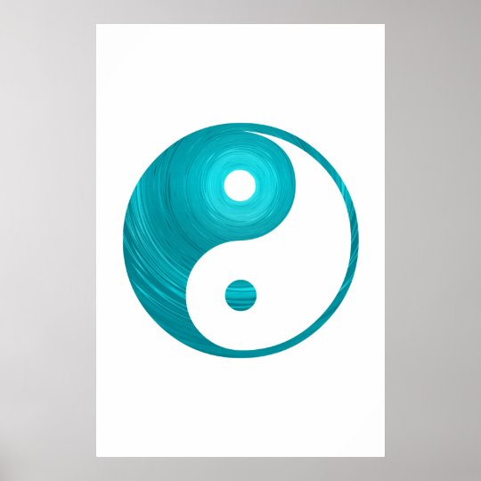 Yin Yang Teal Blue Aqua Spiral Template Yin-Yang Poster
