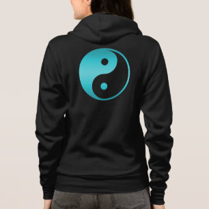 Yin Yang Teal Blue Illustration Template Hoodie