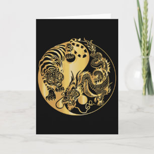 Yin Yang Tiger Dragon Gold  Card