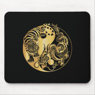 Yin Yang Tiger Dragon Gold Mouse Mat