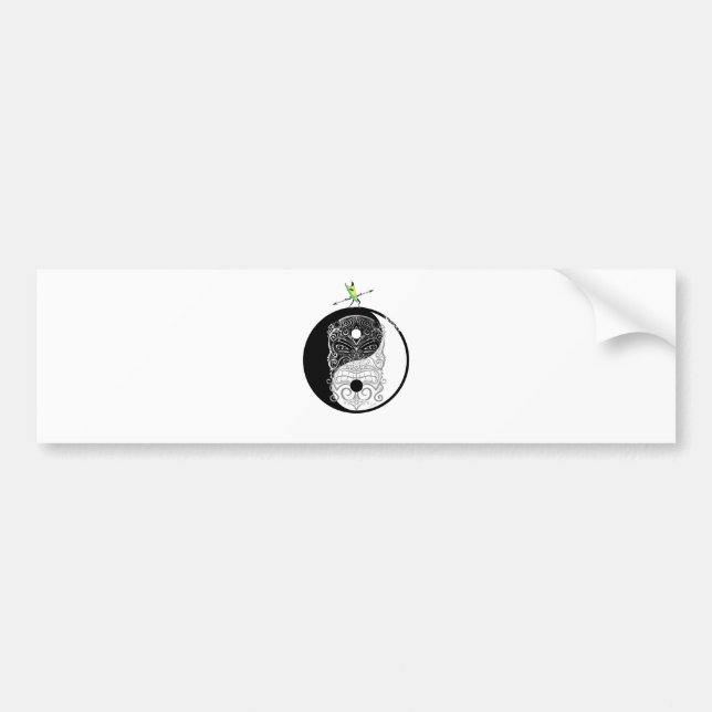 Yin Yang Tiki Warrior Mask Bumper Sticker (Front)