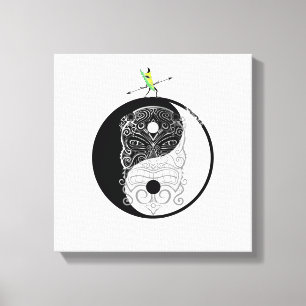 Yin Yang Tiki Warrior Mask Canvas Print