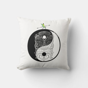 Yin Yang Tiki Warrior Mask Cushion