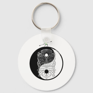 Yin Yang Tiki Warrior Mask Key Ring
