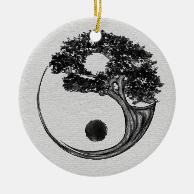 Yin Yang Tree Canvas Ceramic Tree Decoration (Front)