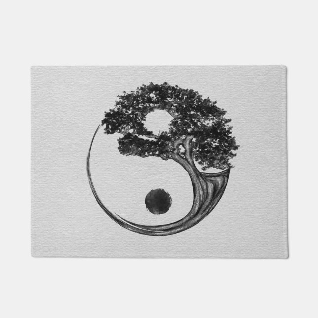 Yin Yang Tree Canvas Doormat (Front)