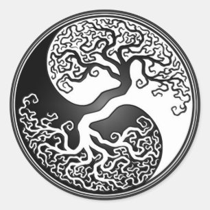 Yin Yang Tree Classic Round Sticker