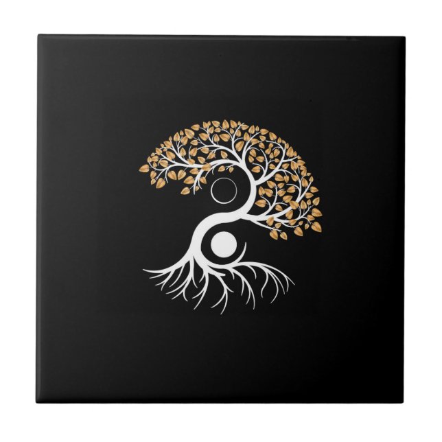 Yin Yang Tree - Golden Leaves Tile (Front)