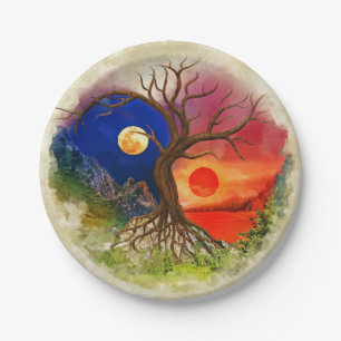 Yin Yang Tree Landscape Paper Plate