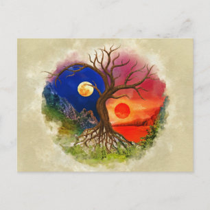 Yin Yang Tree Landscape Postcard