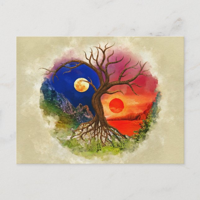 Yin Yang Tree Landscape Postcard (Front)