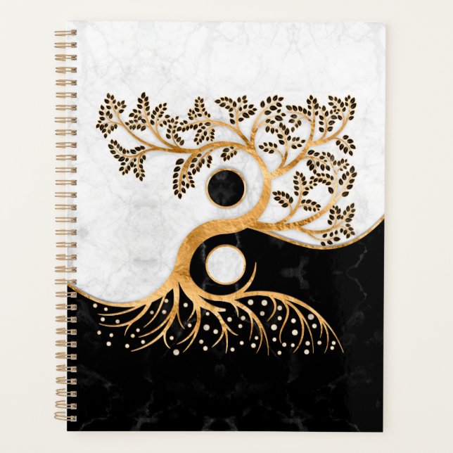Yin Yang Tree - Marbles and Gold Planner (Front)